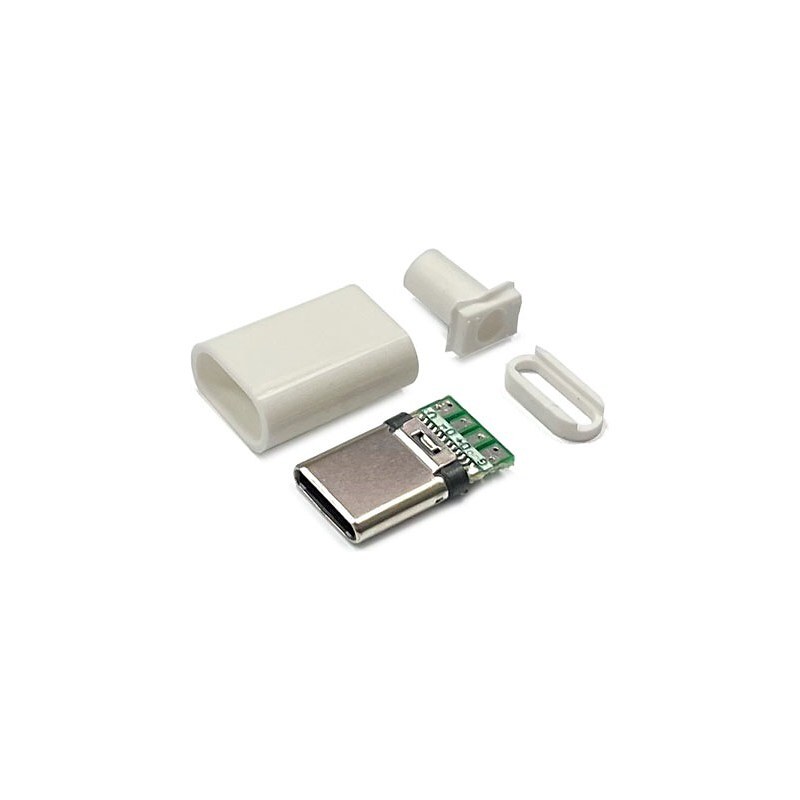 USB 3.1 Type-C 24핀 3A 고속 충전 수 플러그 DIY 용접형 키트 백색 하우징 (HQ02390)