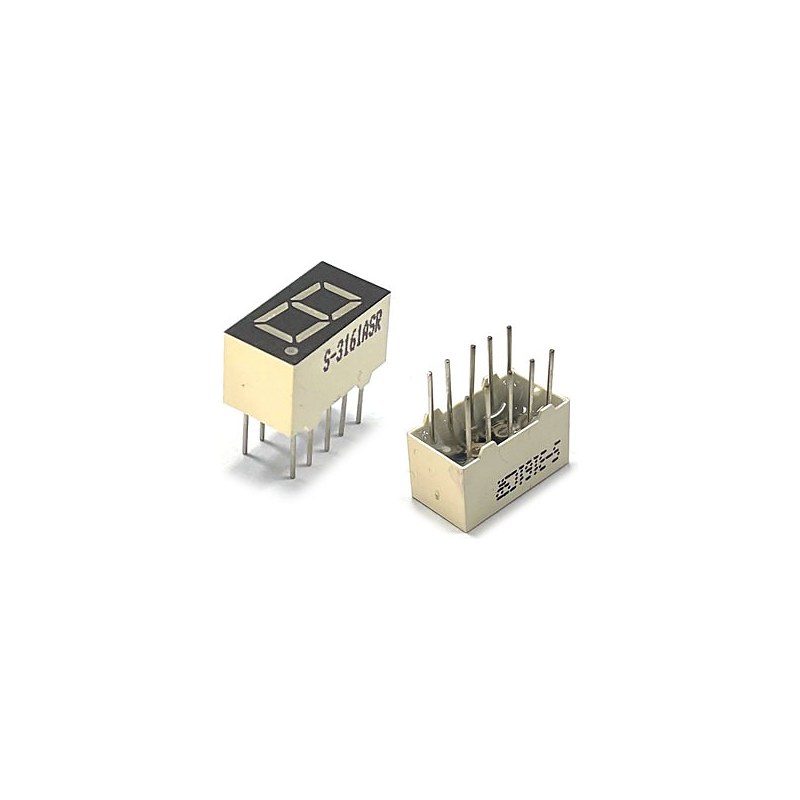 FND 7세그먼트 0.36인치 1칸 적색 S-3161CSR 7.5x14mm 음극 캐소드 타입 (HQ05240)