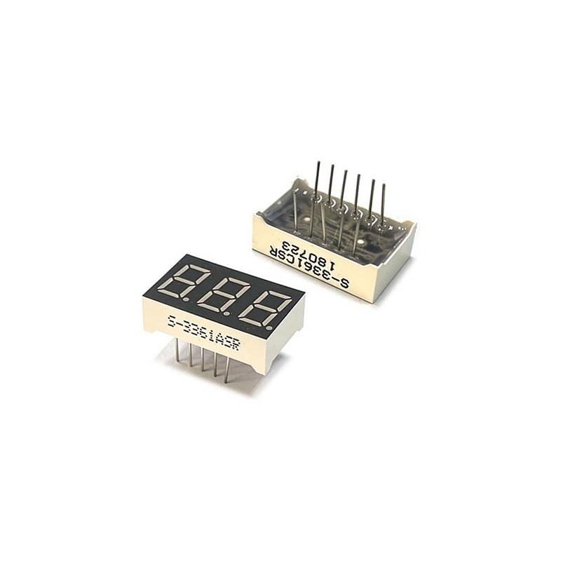 FND 7세그먼트 0.36인치 3칸 적색 S-3361CSR 22.5x14mm 음극 캐소드 타입 (HQ05249)