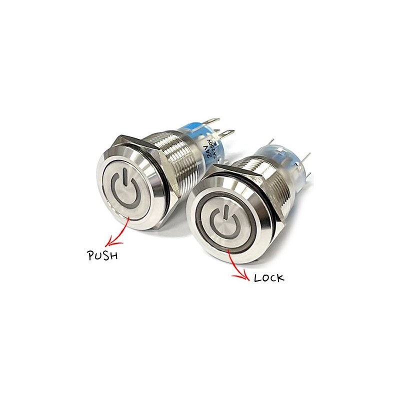 FUNETON 19mm 메탈 전원 스위치 FT19QB-F11V/B/24V/S KC PUSH 복귀 (HQ02483)
