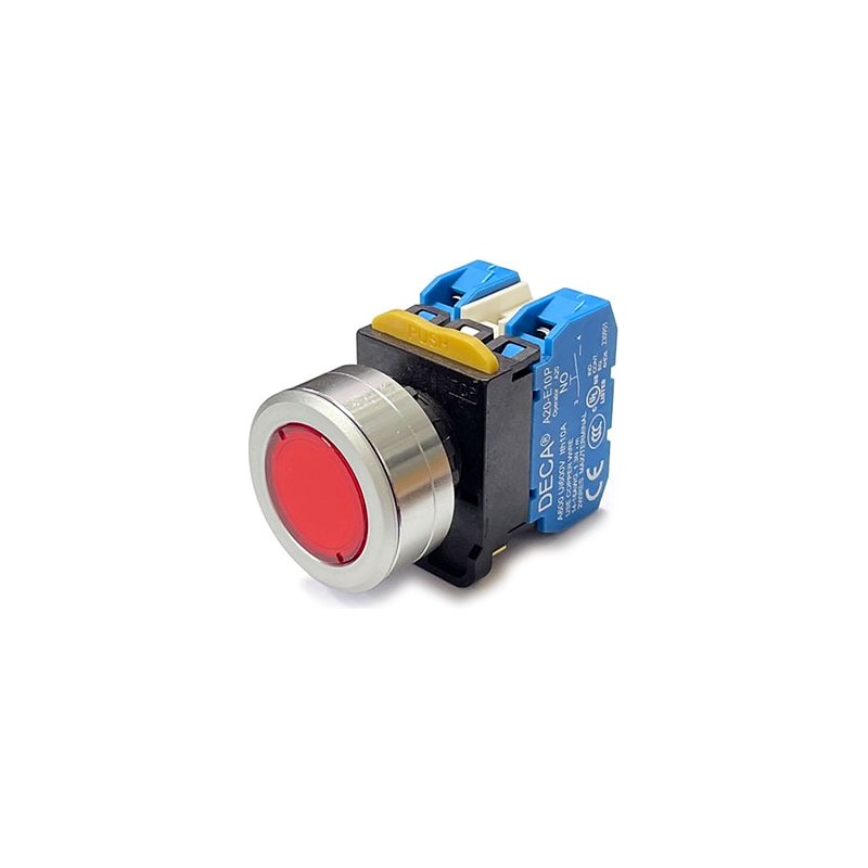 DECA 30mm LED 방수 푸시 스위치 A204L-M1E20Q -BU 2a 접점 적색 LED 없음 (HQ02487)