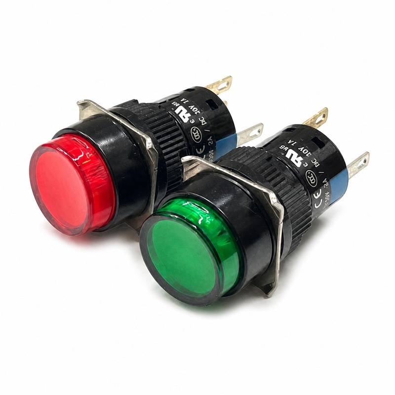 DECA 16mm 24V 푸시 스위치 C1S02-R12KR-H02 적색 C1S02-R12KG-H02 녹색 적색 (HQ02726)