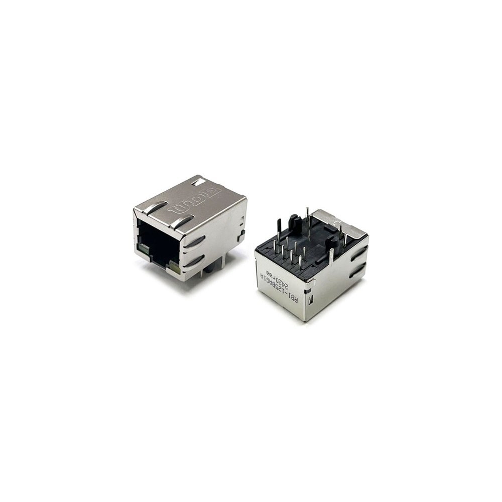 RJ45 커넥터 8P8C 암 소켓 앵글 타입 UDE RB1-125BAG1A 8P8C L21.78mm LED L-Green/R-Yellow (HQ03331)