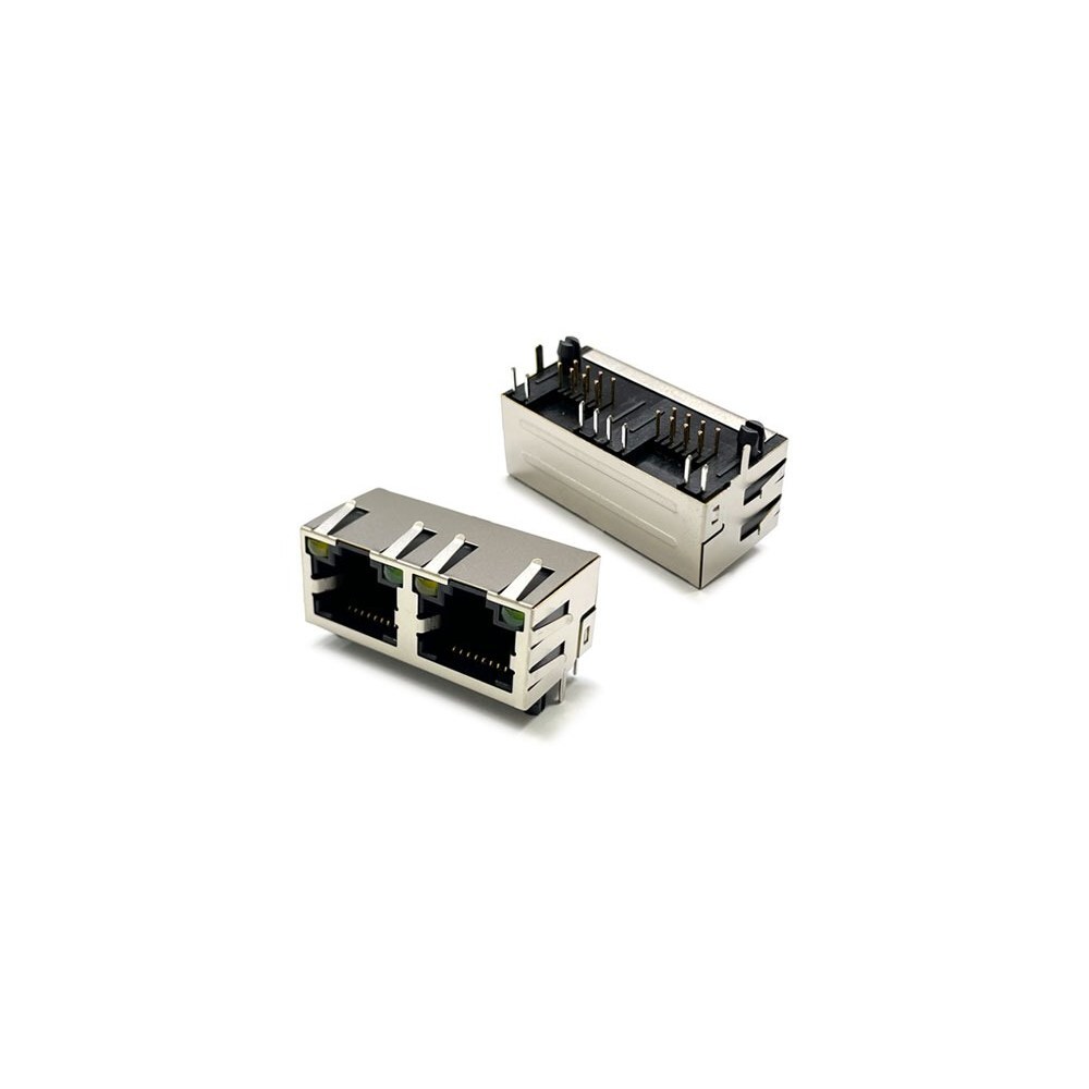 RJ45-2PL 커넥터 8P8C 암 소켓 앵글 타입 31124.21141.613100 8P8C L15.75mm LED Green/Yellow (HQ03344)