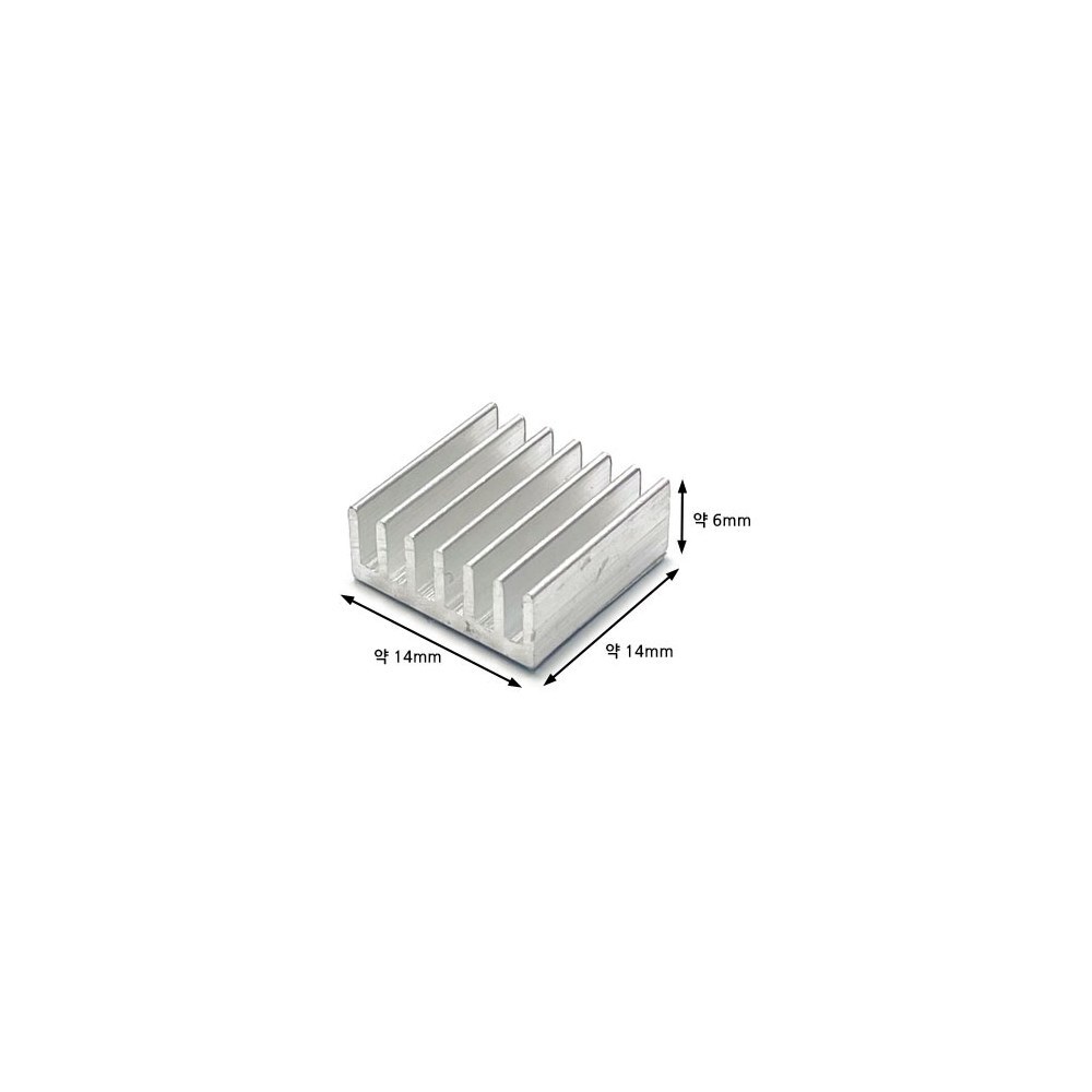 은색 사각 방열판 14x14x6mm 5개 묶음 (HQ03723)