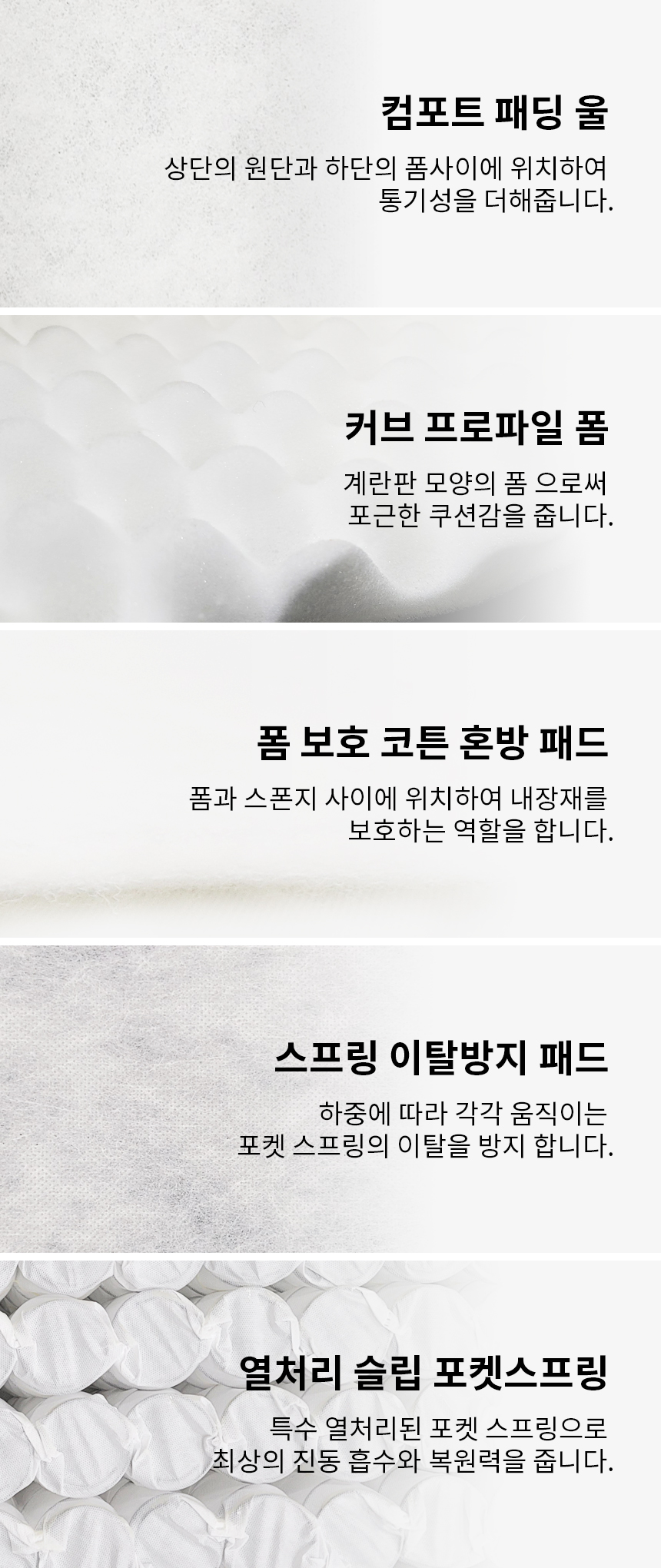 제니스가구 H1000 허리편안한 마원단 롤팩 토퍼 매트리스(Q) 상세 이미지 15